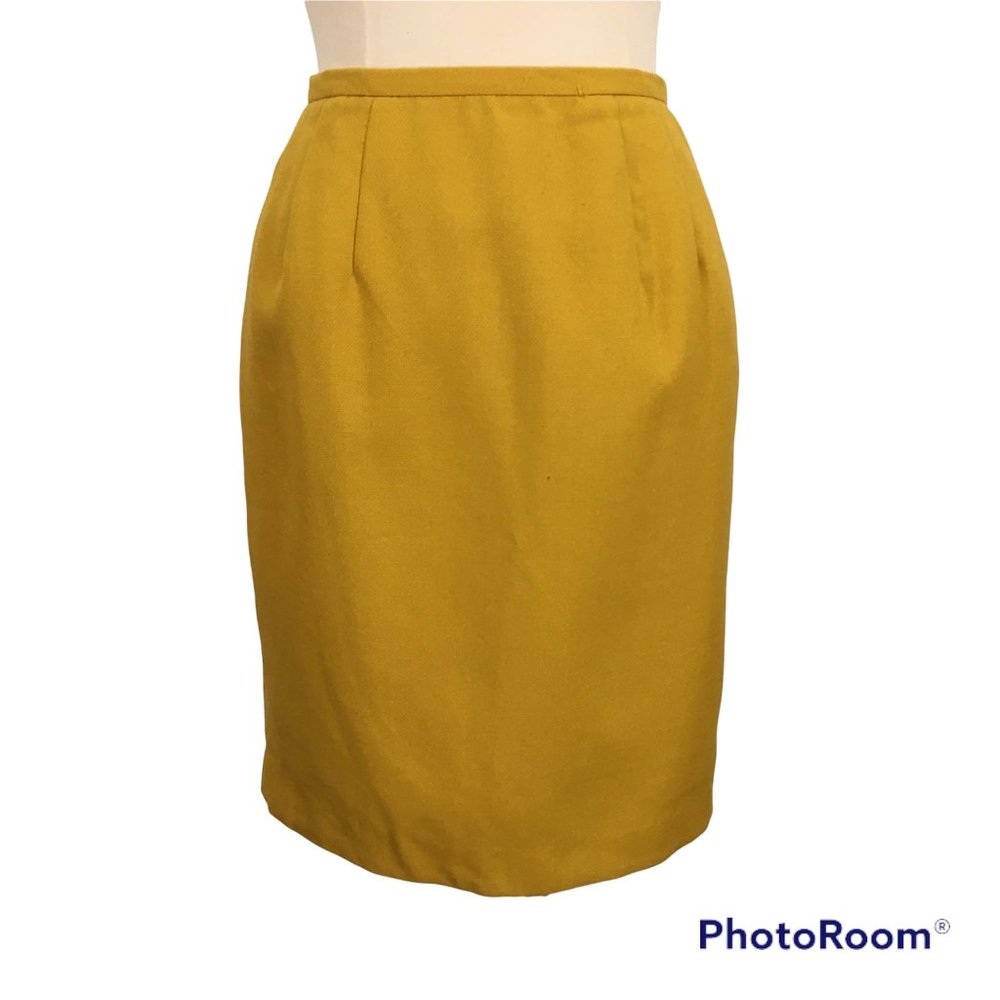 Harve Benard‎ Vintage Yellow Wool Pencil Skirt, Knee Length, size 4, 26 waist